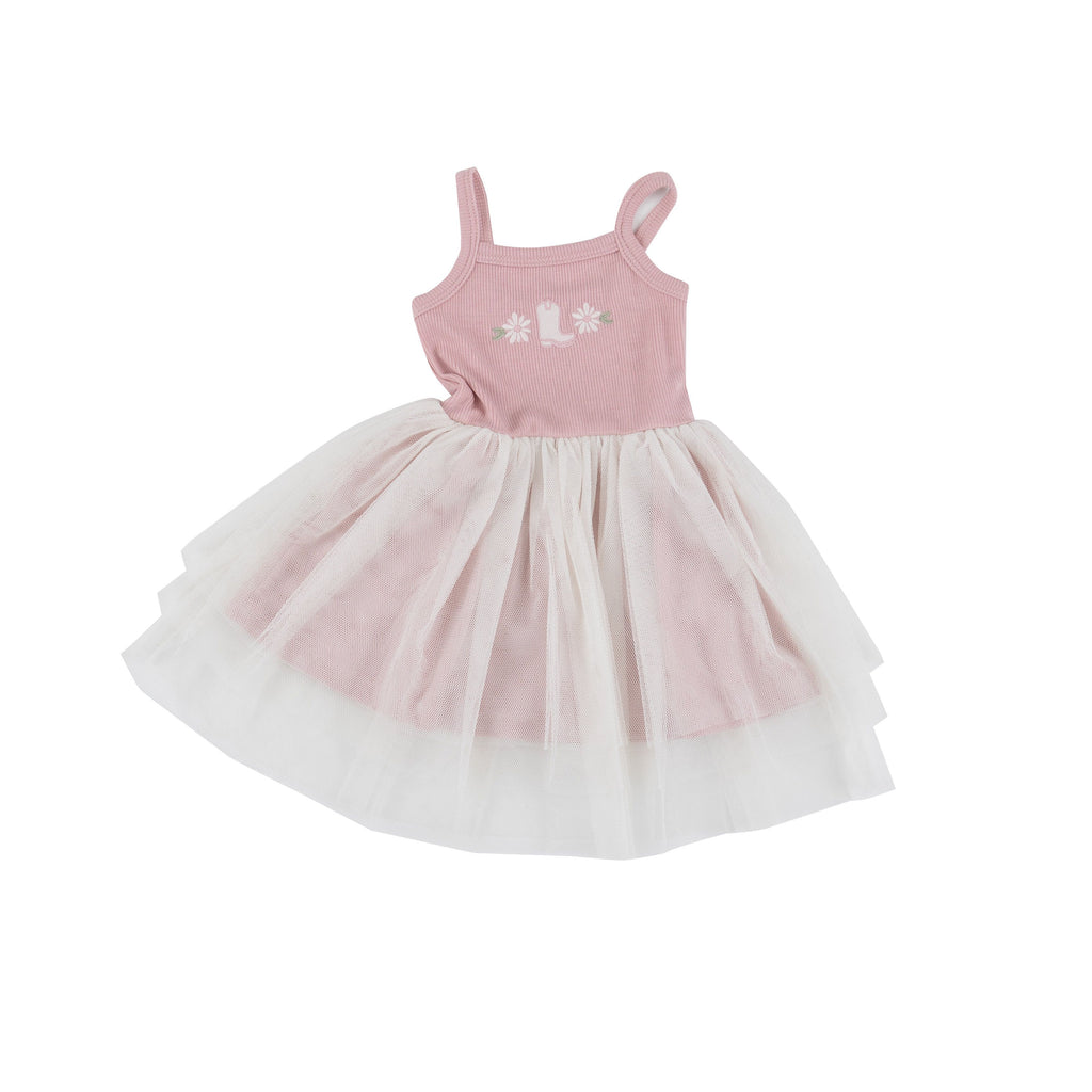 Silver Pink Rib Cami Tutu Dress