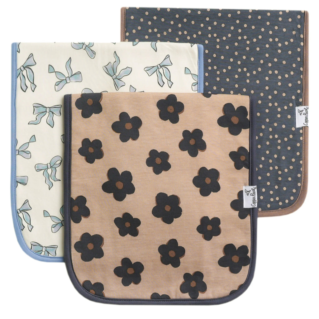 Gemma in Tan - 3 Pack Premium Burp Cloth Set