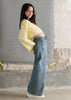 Denim Wide Leg Front Seam Zip Pants