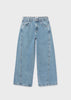 Denim Wide Leg Front Seam Zip Pants