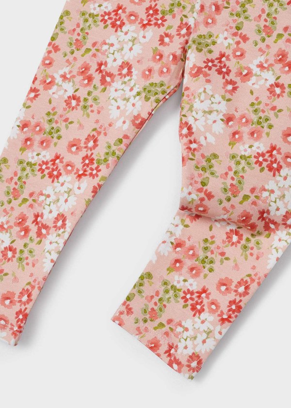 White Tie Top with Peach Floral Leggings