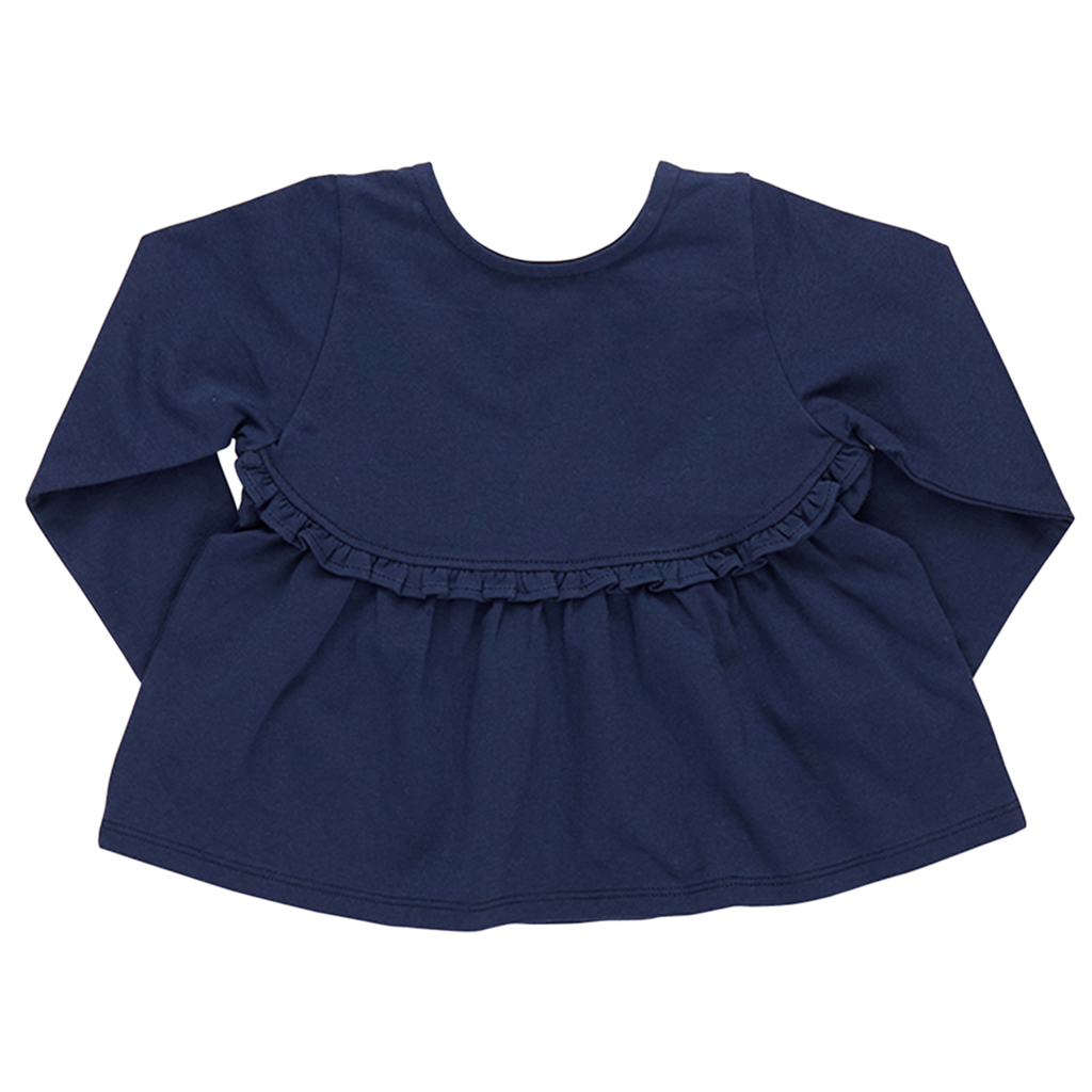 Girls Organic Rowan Top - Navy