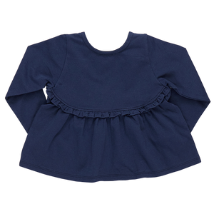 Girls Organic Rowan Top - Navy