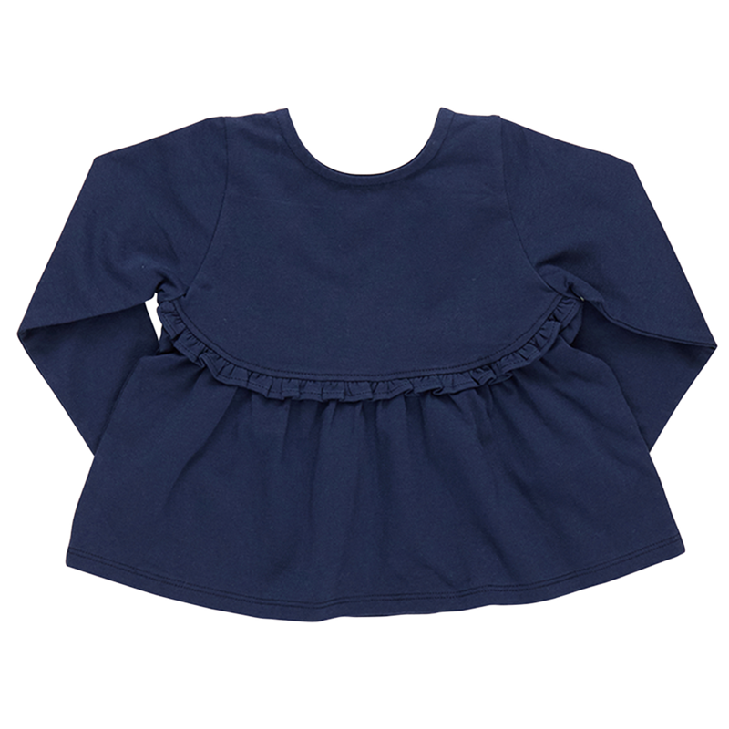 Girls Organic Rowan Top - Navy