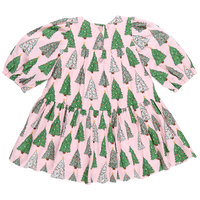 Girls Fiona Dress - Pink Trees