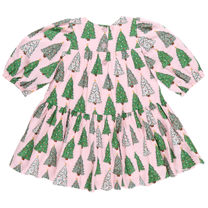 Girls Fiona Dress - Pink Trees