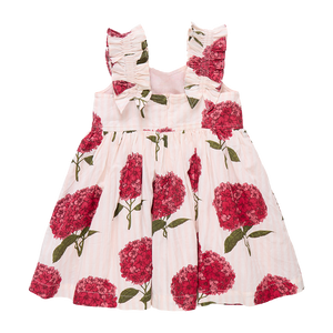 Via Dress - Pink Stripe Hydrangeas