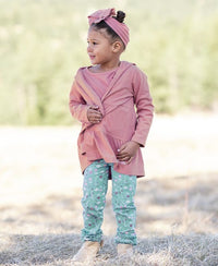 Tiered Light Weight Hooded Cardigan | Wisteria Mauve