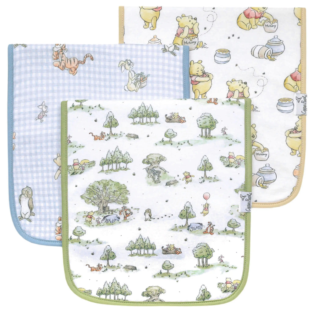 Hundred Acre Wood - Premium 3 Pack Cotton Burp Cloth Set