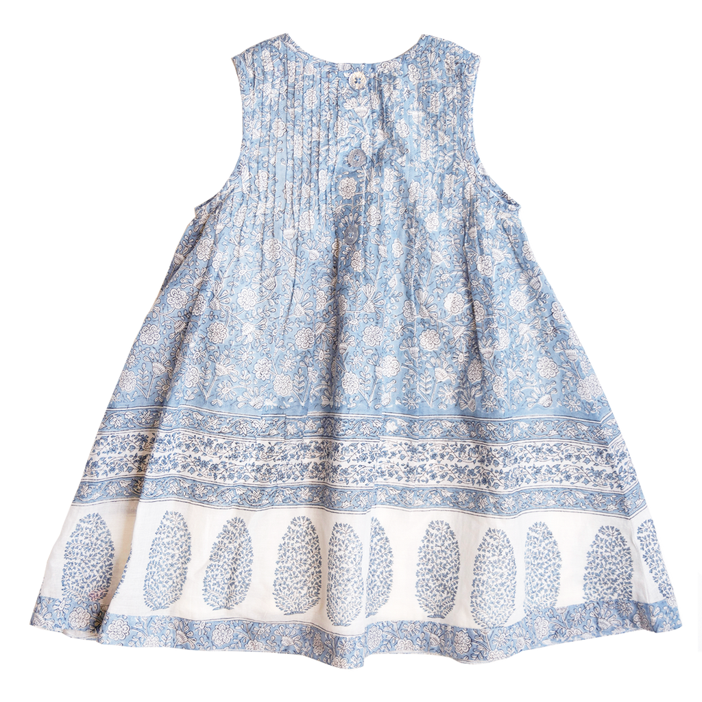 Girls Jaipur Dress - Light Blue Garden