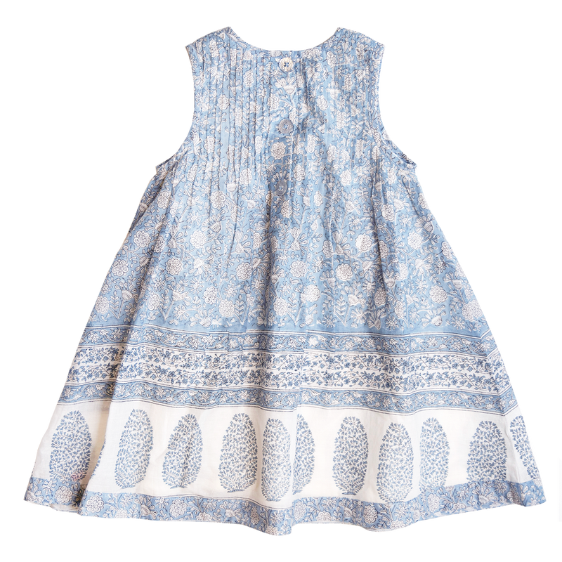 Girls Jaipur Dress - Light Blue Garden