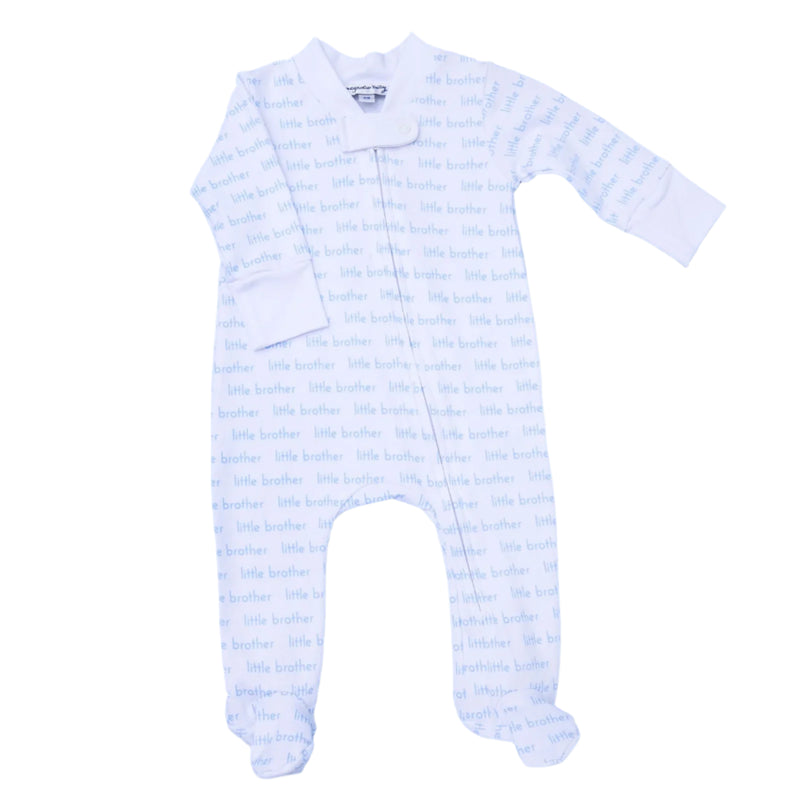 Little Brother Zip Footie - Blue