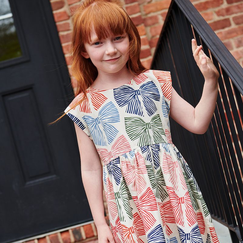 Adaline Dress - Multi Striped Bows
