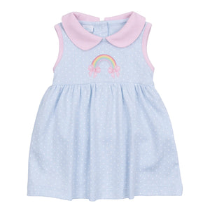 Rainbow Wishes Applique Pink Collar Dress