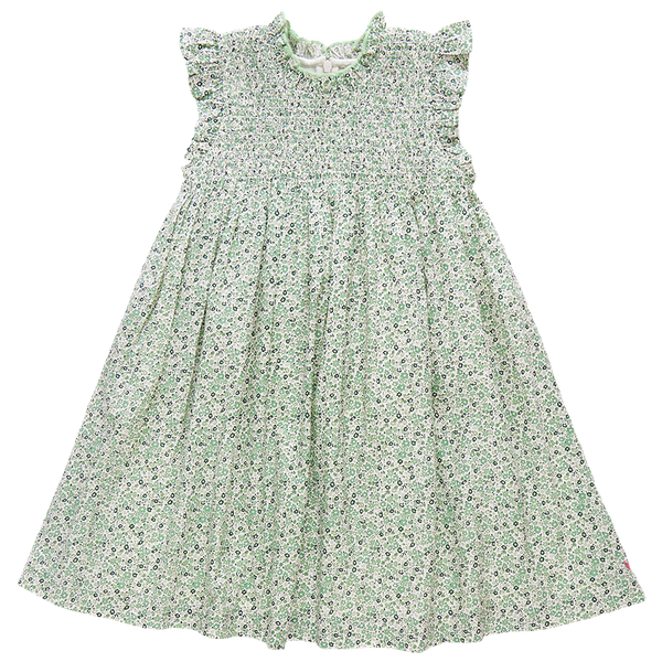 Girls Stevie Dress - Green Mini Ditsy