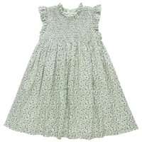 Girls Stevie Dress - Green Mini Ditsy