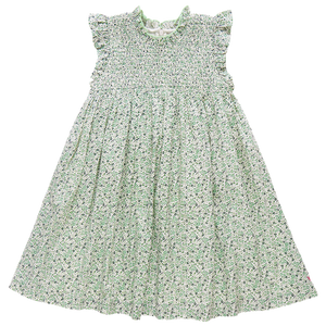 Girls Stevie Dress - Green Mini Ditsy