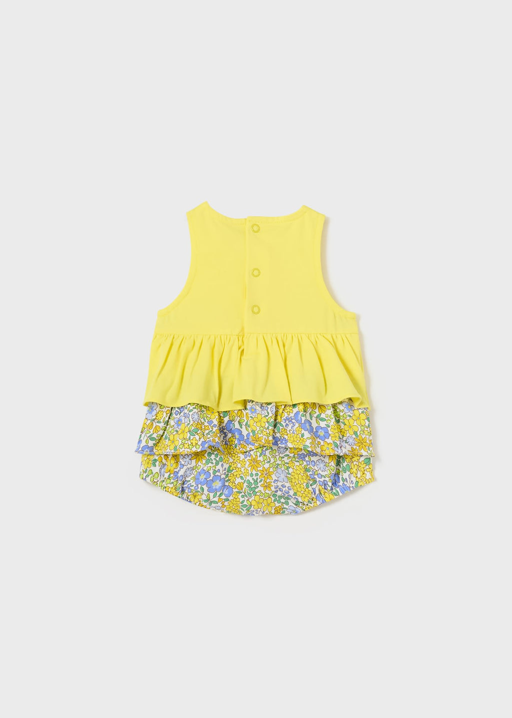 Yellow Ruffle Floral Bow Romper