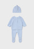 Sky Blue 3 Piece Hat & Footed Knit Set