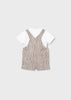 Shirt & Cocoa Stripe Short Dungaree Set