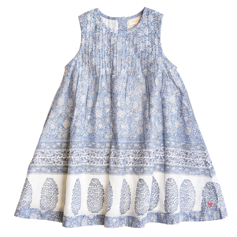 Girls Jaipur Dress - Light Blue Garden