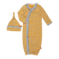 Olive My Love Organic Cotton Magnetic Gown + Hat Set