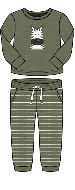 Olive Zebra Top & Stripe Bottom Set