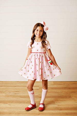 Pink & Apples Back to School Pocket Dress
