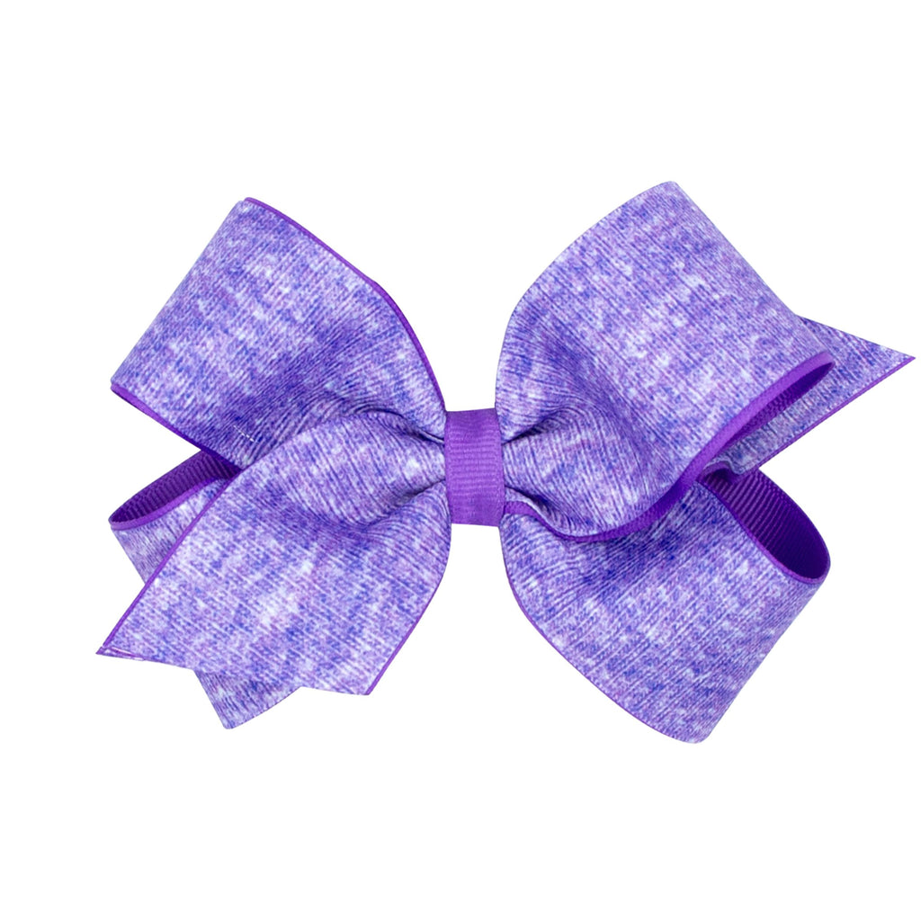 Heather Printed Grosgrain Hair Bow - Purple