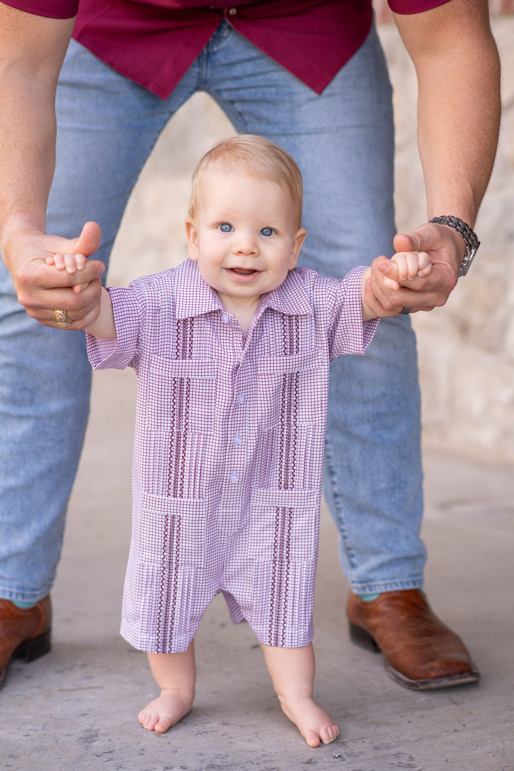 Gameday Maroon Guayabera Romper