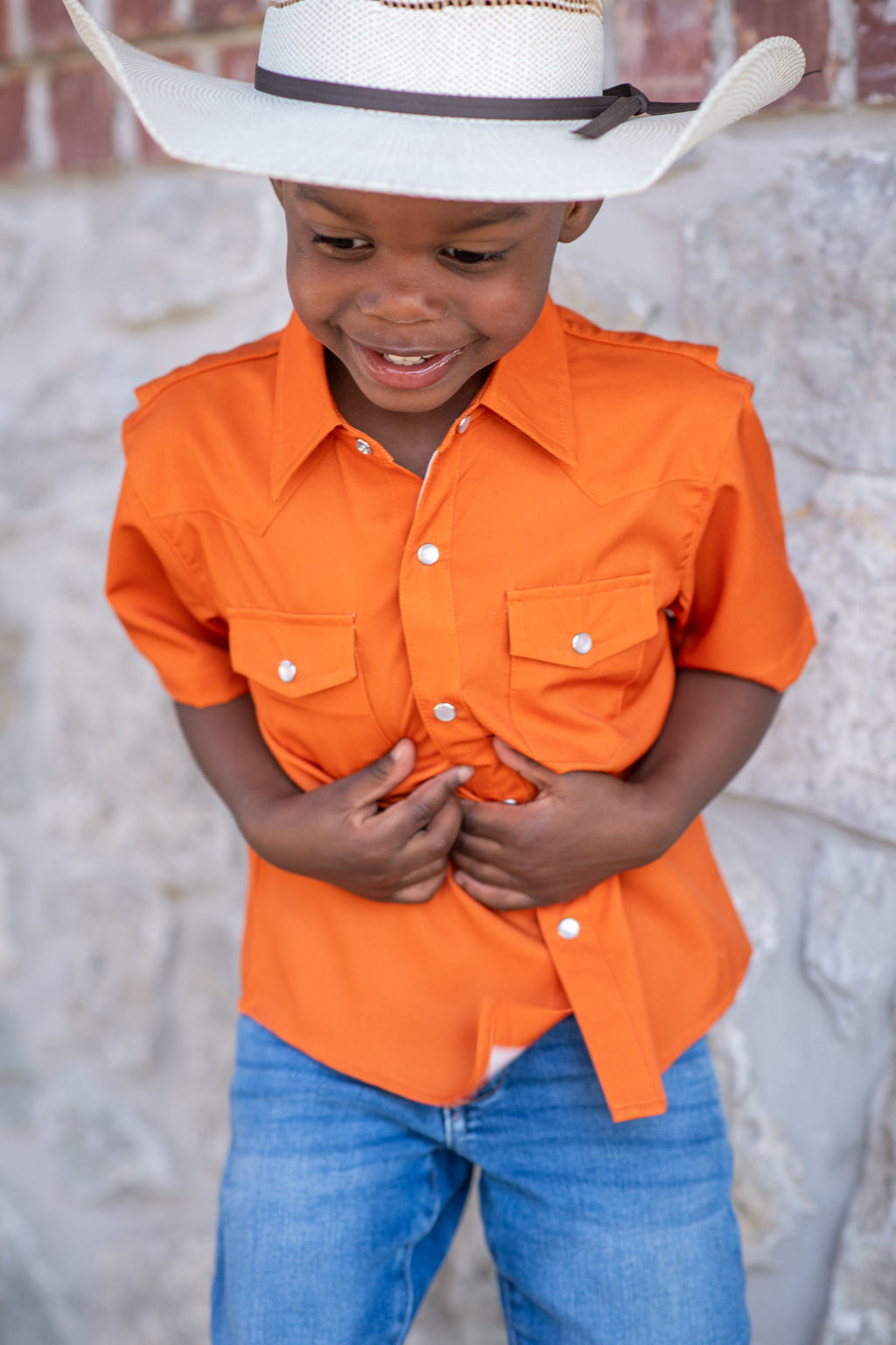 Gameday Burnt Orange Pearl Snap S/S Shirt