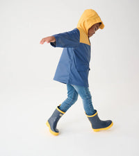 Kids Yellow & Navy Zip-Up Mariner Rain Jacket