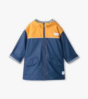 Kids Yellow & Navy Zip-Up Mariner Rain Jacket