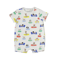 Swim Pups Allover Print Grey Romper