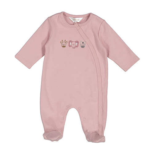Safari Animal Applique Pink Footed Coverall