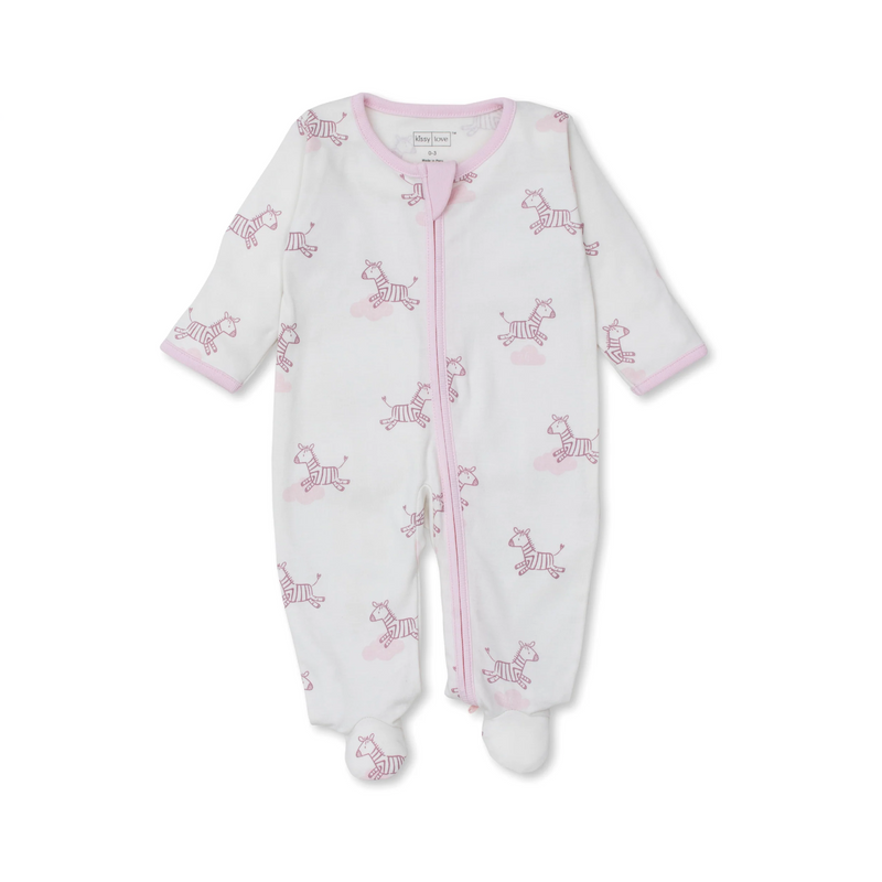 Pink Dreamy Zebras Zipper Footie