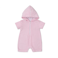 Cabana Pink Stripe Terry Cloth Romper
