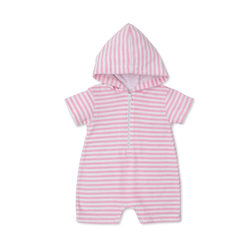 Cabana Pink Stripe Terry Cloth Romper