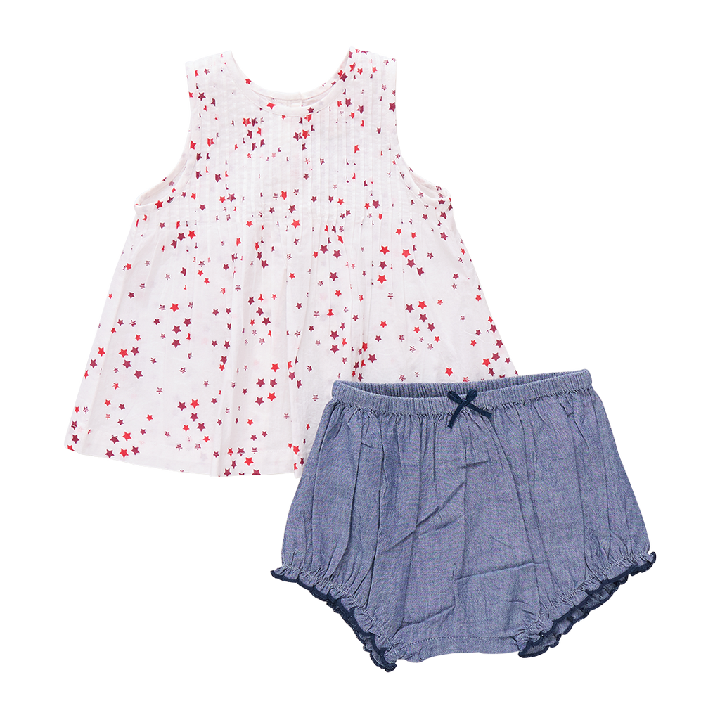 Baby Girls Jaipur Set - Red Ditsy Stars