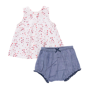 Baby Girls Jaipur Set - Red Ditsy Stars