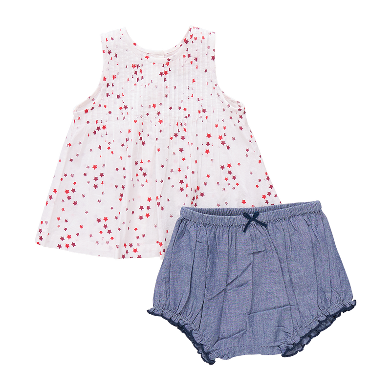 Baby Girls Jaipur Set - Red Ditsy Stars