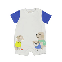Pup Trio Grey & Blue Romper