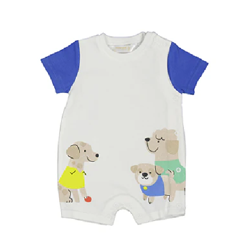 Pup Trio Grey & Blue Romper