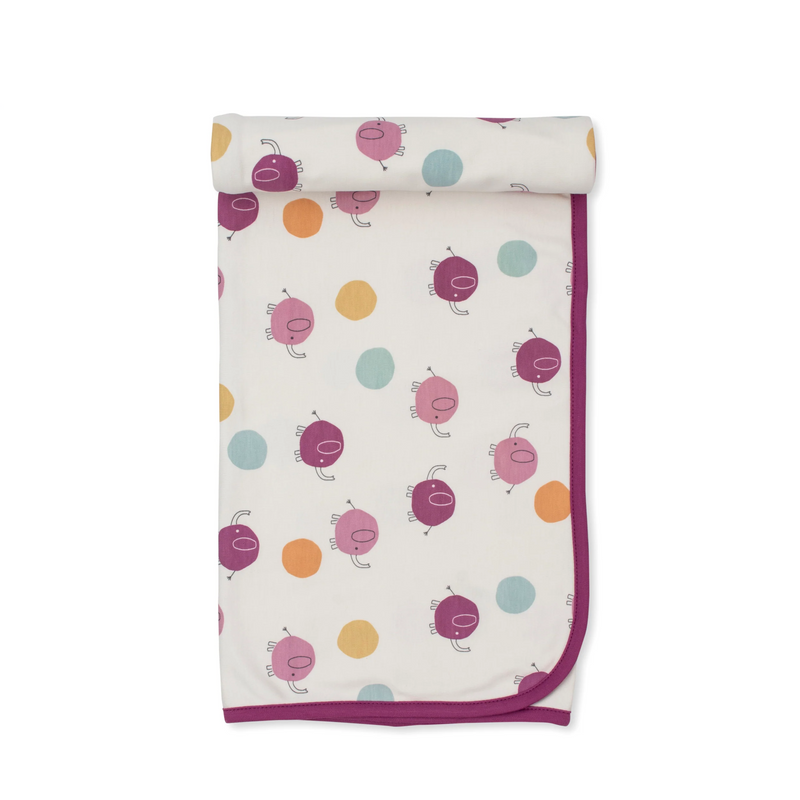 Pink Dot Elephant Print Blanket
