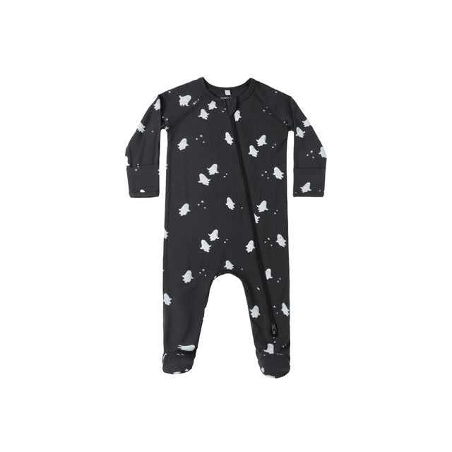 Bamboo Zip Footie - Ghosts - Black