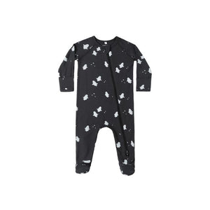 Bamboo Zip Footie - Ghosts - Black