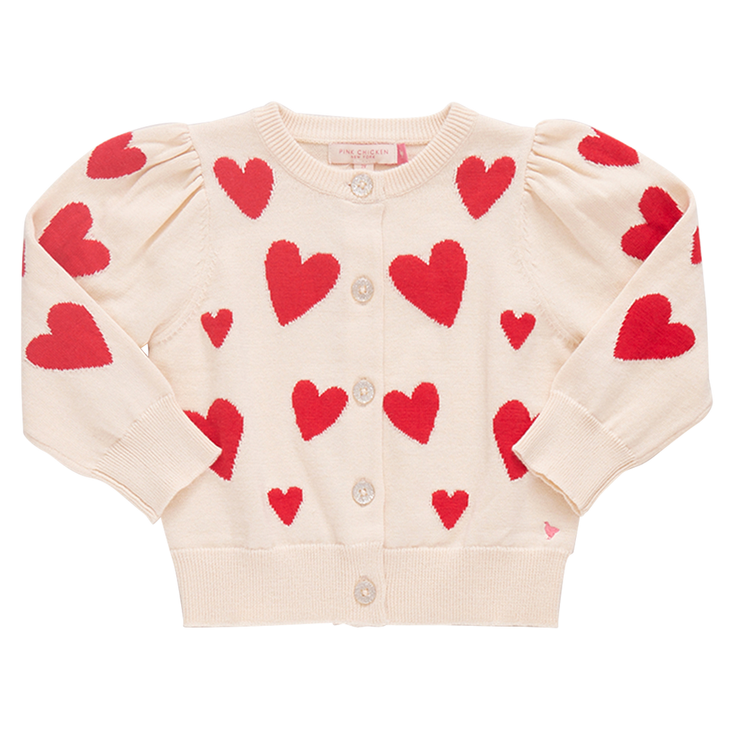 Constance Sweater - Cream & Red Hearts