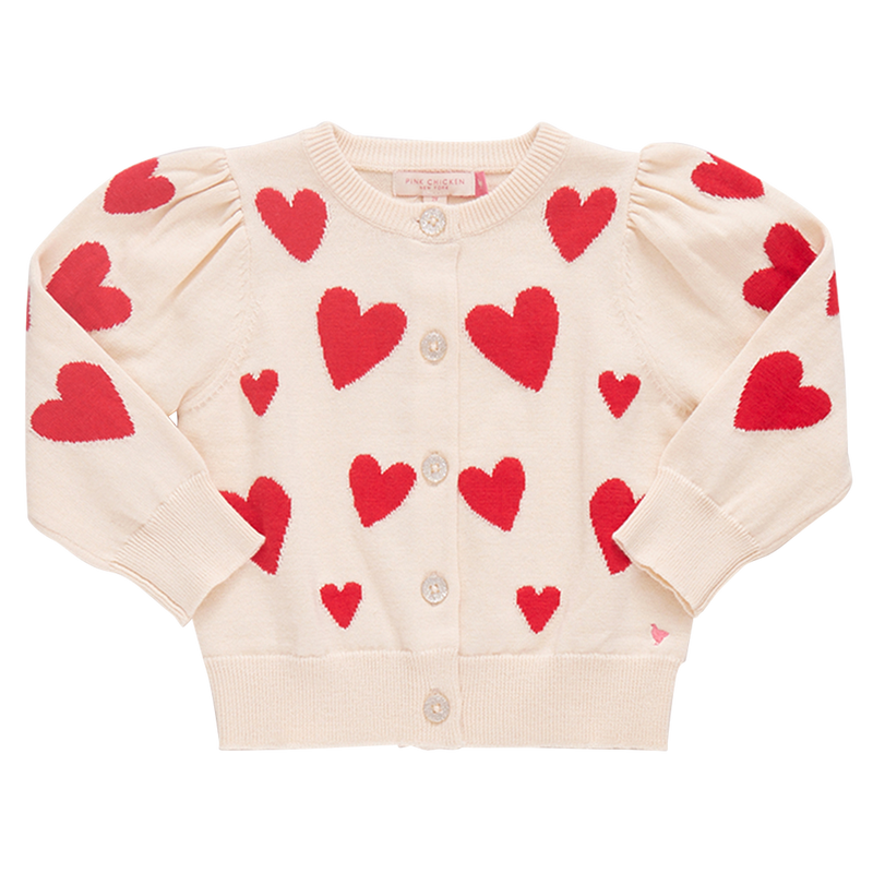 Constance Sweater - Cream & Red Hearts