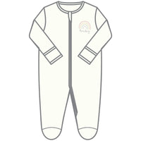 Rainbow Baby Ivory Zipper Footie
