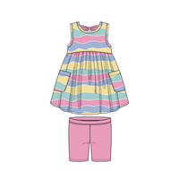 Multi Wave Print Tunic Set